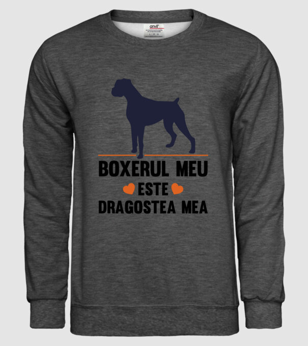 boxerul meu este dragostea mea model gri închis pe tricou
