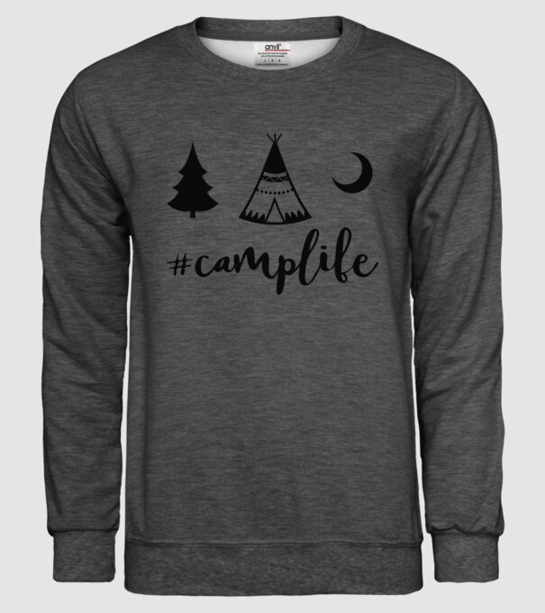 camplife model gri închis pe tricou