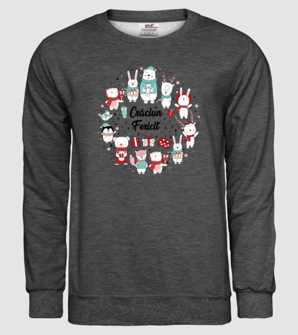 Crăciun Fericit model gri închis pe tricou