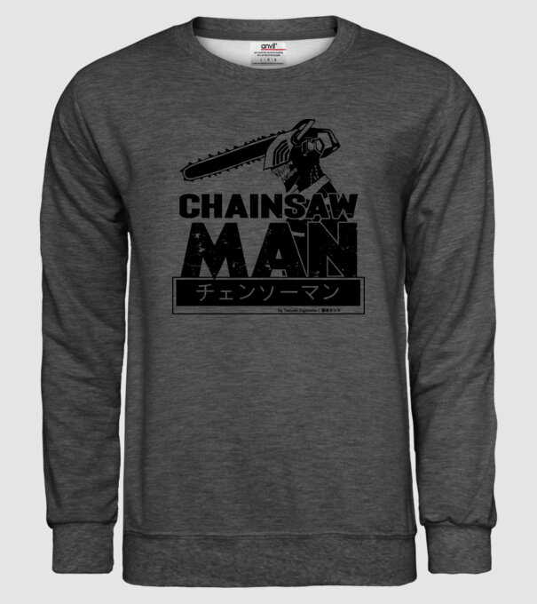 CSM - Chainsaw Man model gri închis pe tricou