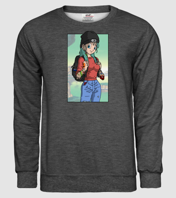 dragon ball bulma model gri închis pe tricou
