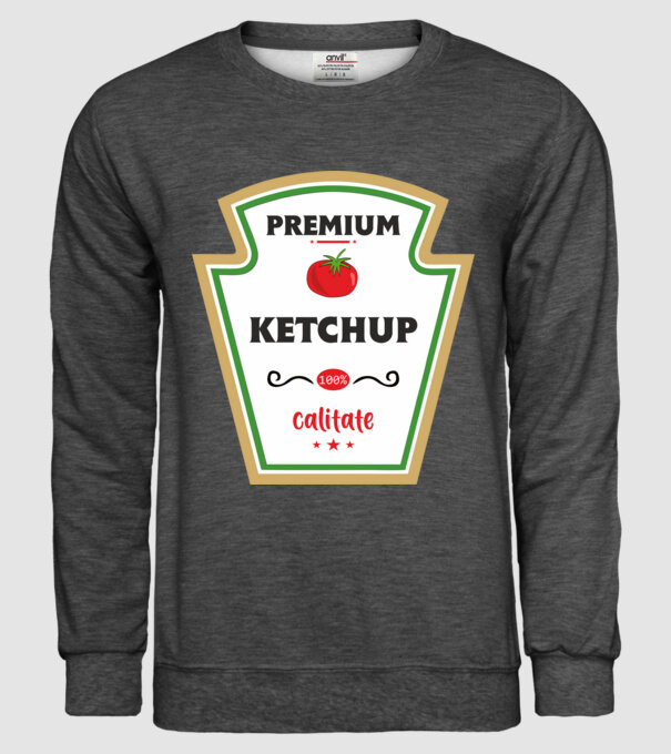 ketchup premium - calitate model gri închis pe tricou