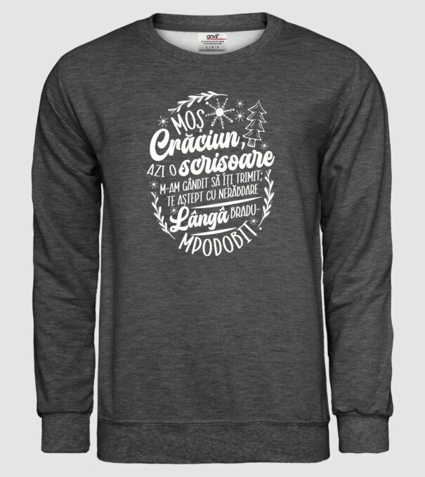Moş Crăciun model gri închis pe tricou