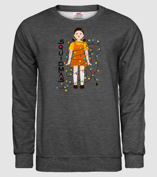 squidmas girl model gri închis pe tricou