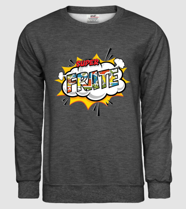 Super Frate model gri închis pe tricou