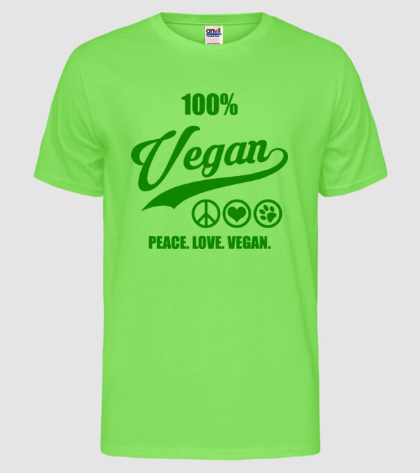 100% vegan model verde neon pe tricou