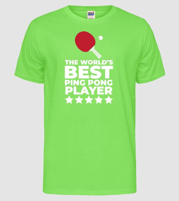 Cel mai bun jucător ping-pong engleză model verde neon pe tricou