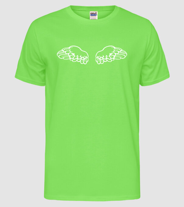 Aripă de înger model verde neon pe tricou