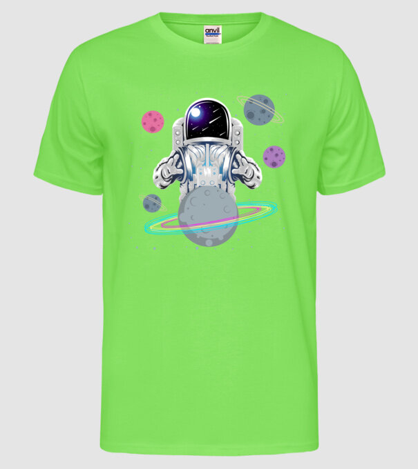Astronaut planets model verde neon pe tricou