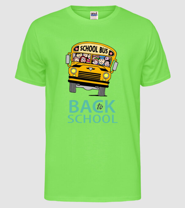 Back to school bus model verde neon pe tricou