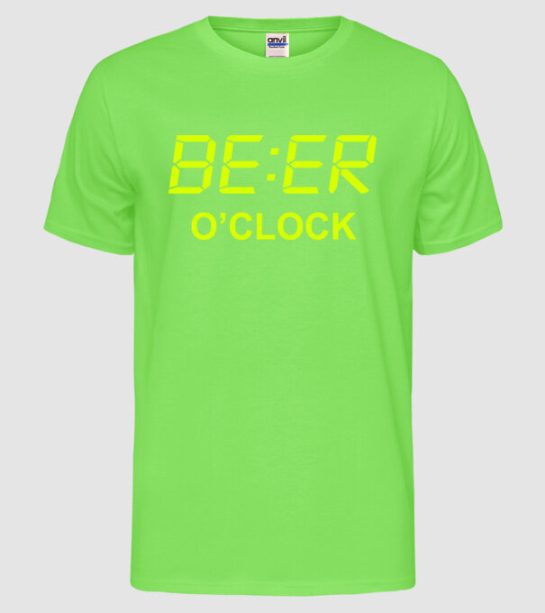 'Beer o'' clock' model verde neon pe tricou