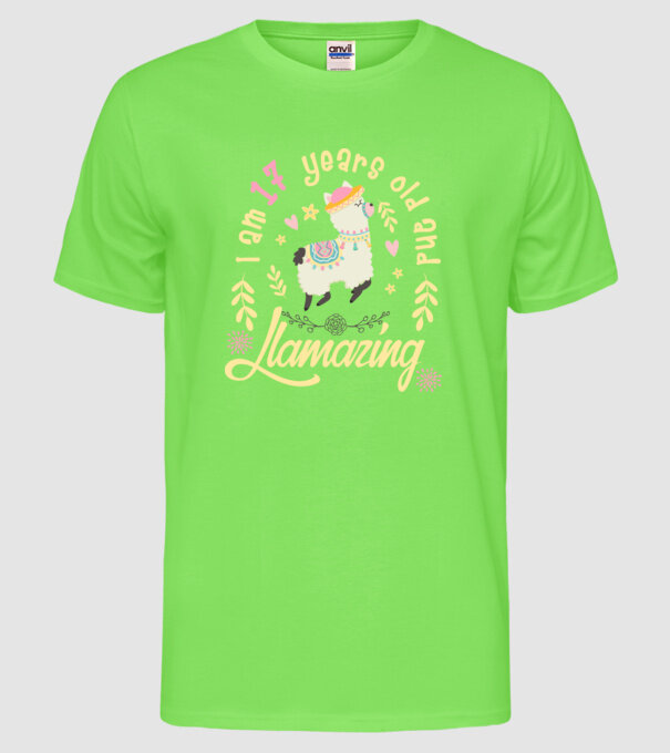 Birthday Llamazing 17 years old model verde neon pe tricou
