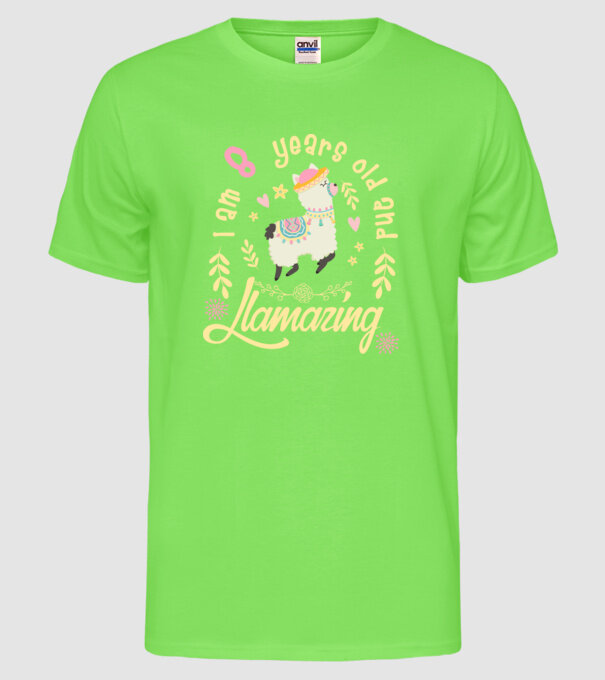 Birthday Llamazing 8 years old model verde neon pe tricou