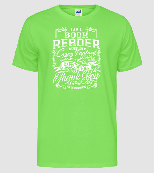 Book reader model verde neon pe tricou