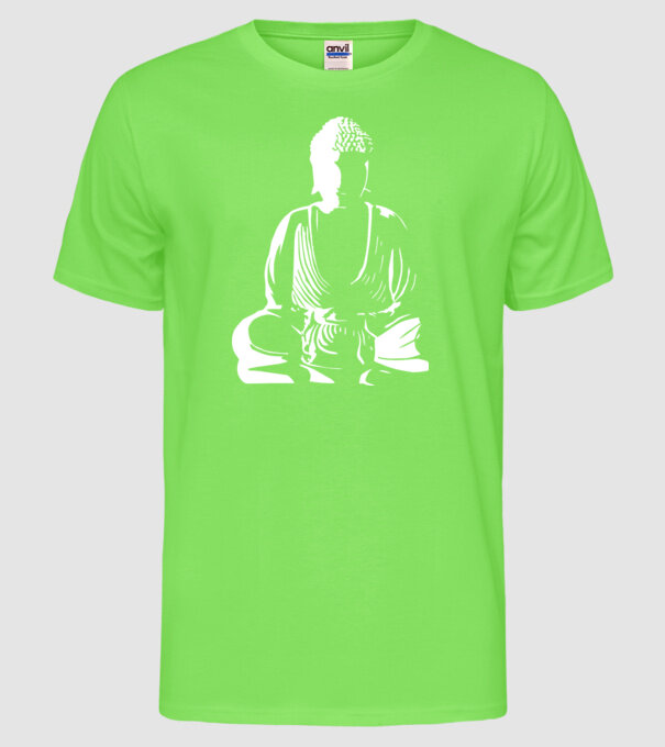 buddha silhouette model verde neon pe tricou