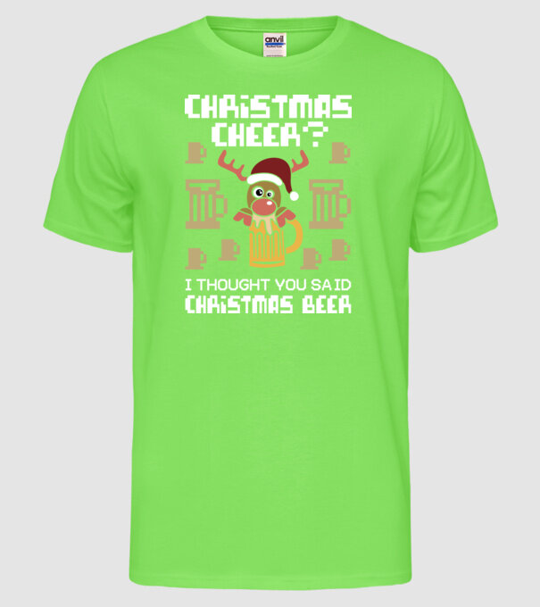 Christmas beer pulovăr urât model verde neon pe tricou