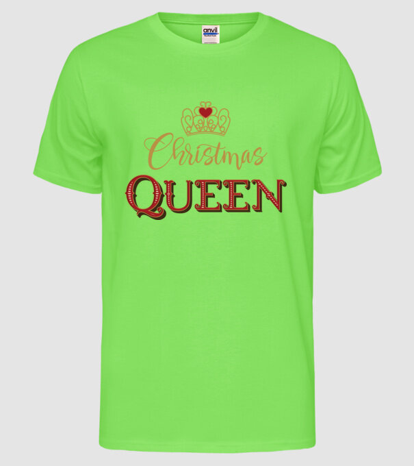 Christmas Queen model verde neon pe tricou