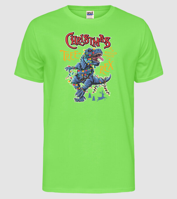 Christmas tree rex model verde neon pe tricou