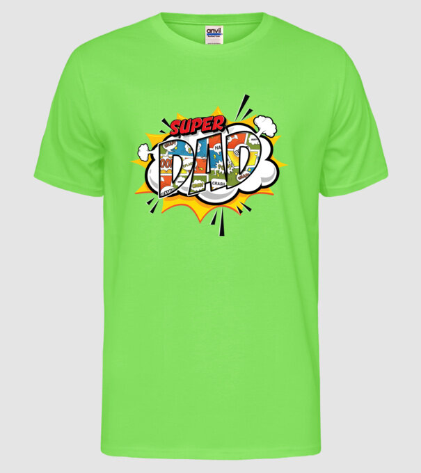 Comic Dad model verde neon pe tricou