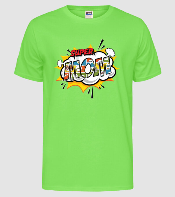 Comic Mom model verde neon pe tricou