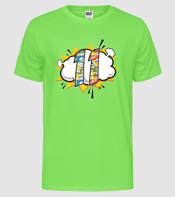 Birthday Comic Number 11 model verde neon pe tricou