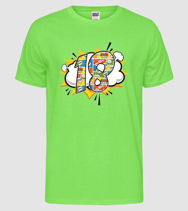 Birthday Comic Number 18 model verde neon pe tricou