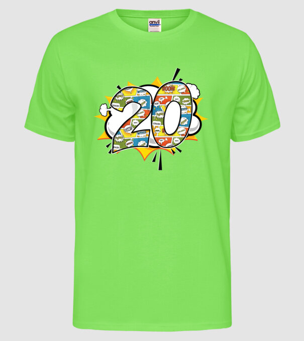 Birthday Comic Number 20 model verde neon pe tricou