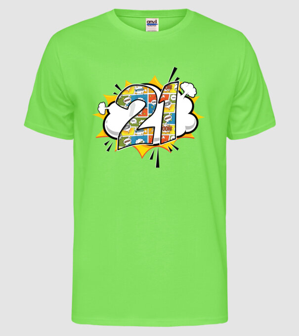 Birthday Comic Number 21 model verde neon pe tricou