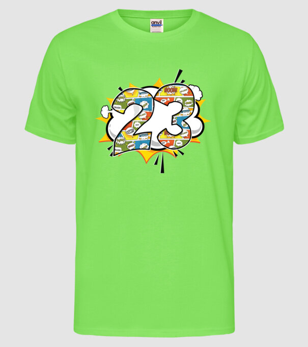 Birthday Comic Number 23 model verde neon pe tricou