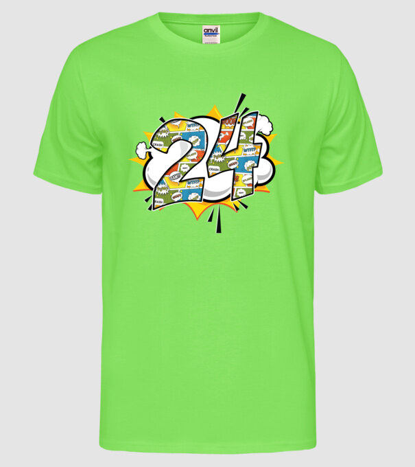 Birthday Comic Number 24 model verde neon pe tricou