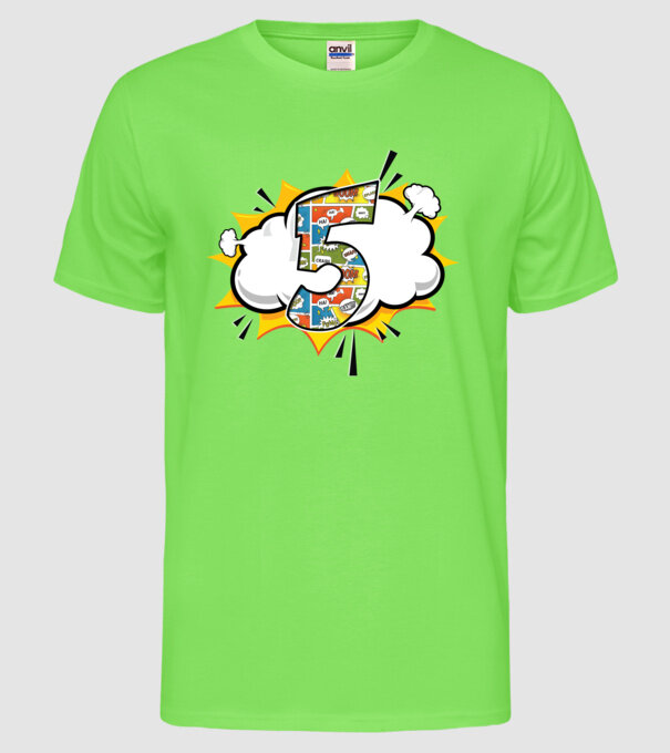 Birthday Comic Number 5 model verde neon pe tricou