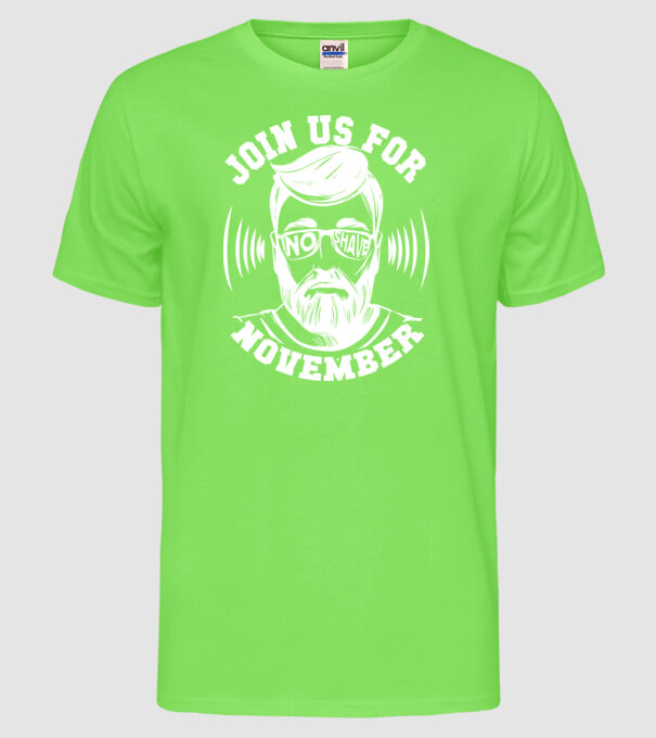 Alătură-te mișcării No Shave November (engleză) model verde neon pe tricou
