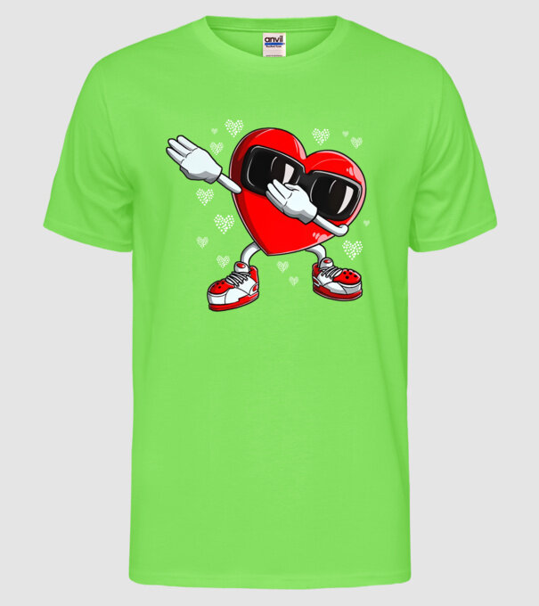 Dab inima model verde neon pe tricou