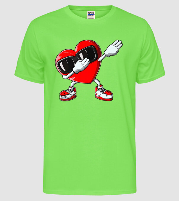 Dab inima model verde neon pe tricou