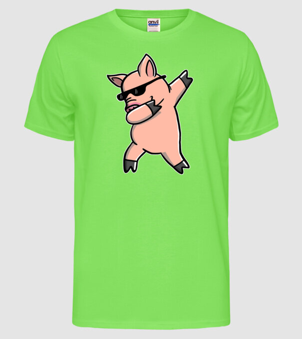 Porc dab model verde neon pe tricou