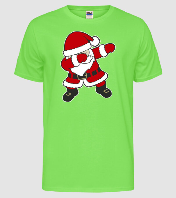 Dabbing Santa model verde neon pe tricou