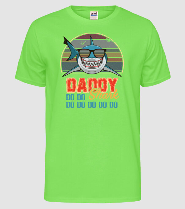 Daddy shark v2 model verde neon pe tricou