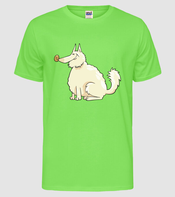 Dog silhouette model verde neon pe tricou