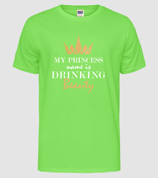 drinking beauty gold model verde neon pe tricou