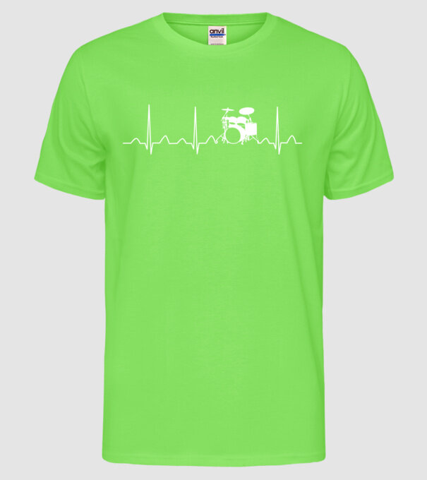 Drums heartbeat model verde neon pe tricou