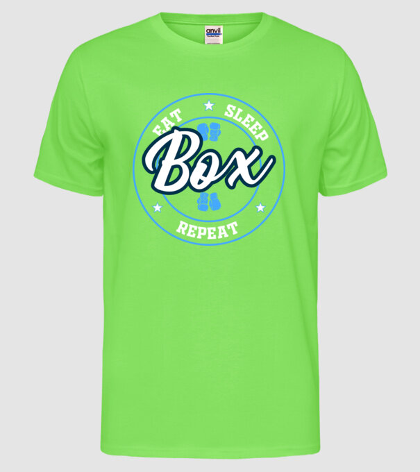 eat sleep box repeat model verde neon pe tricou