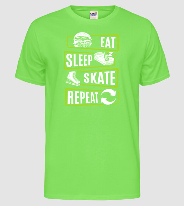 Eat sleep repeat patinaj V2 model verde neon pe tricou
