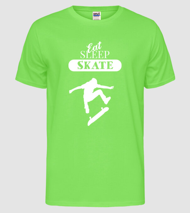 Eat sleep skate man model verde neon pe tricou