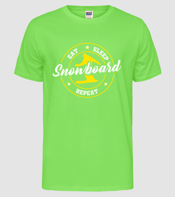 eat sleep snowboard model verde neon pe tricou