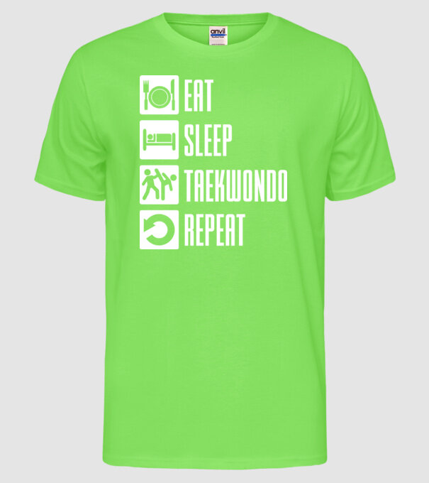 Eat sleep taekwondo model verde neon pe tricou