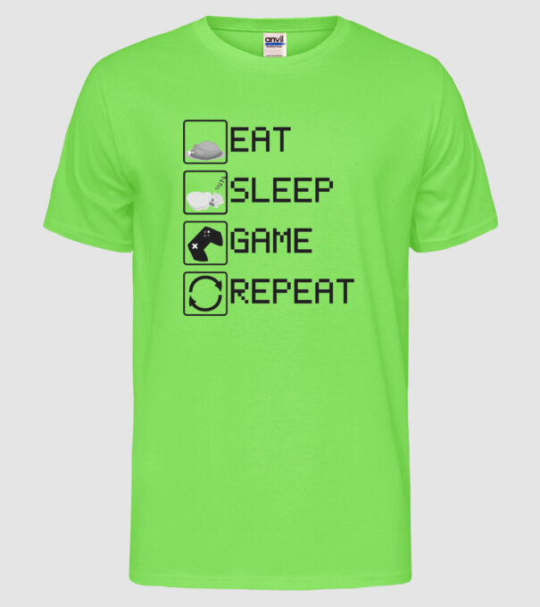 O zi de gamer model verde neon pe tricou