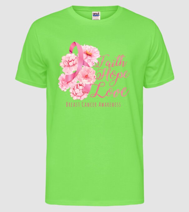 Faith hope love model verde neon pe tricou