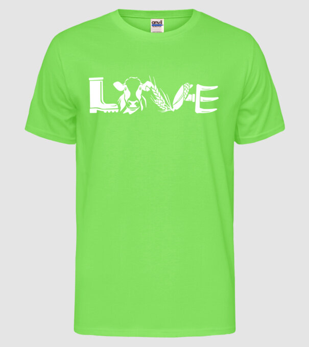 Farm love Cu tractor model verde neon pe tricou