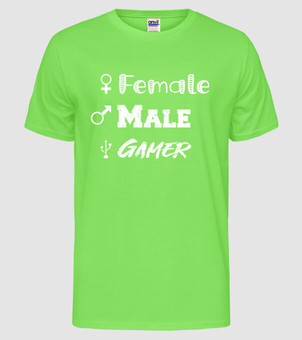 Female Male Gamer model verde neon pe tricou