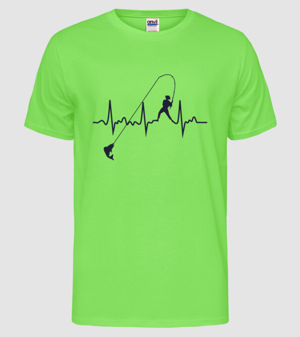 fishing heartbeat model verde neon pe tricou